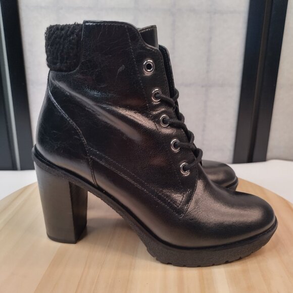 Michael Kors Shoes - Michael Kors Kim Leather Ankle Lace Up Black High Heel Booties Women US 7M